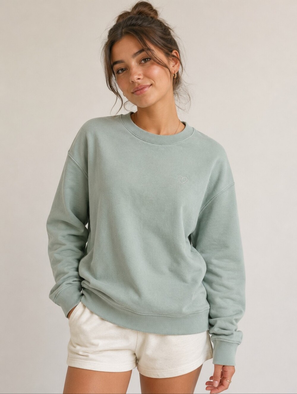 Divided by H&M Sage Green Basic Crewneck Sweatshirt